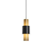 RLKHXBS Indoor Chandelier, Wrought Iron Pendant Light Kitchen Island Pendant Lamp Suspension Light Cylinder Ceiling Lights, Classic Black & Gold Combine Long Tube Hanging Lighting for Farmhouse Bar