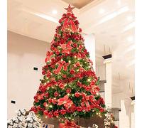 RLKHXBS Magnífico Pino De Navidad Encriptado con Adornos para Decoración Navideña De Temporada-Día De Conmemoración Rojo De 150 Cm