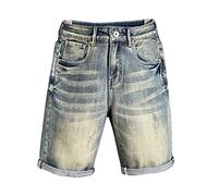 RLKHXBS Men Cortos Cortos Pantalones de Mezclilla de Verano Estiramiento Delgado Recto de Ocio Pantalones Cortos Esenciales para Hombres Jeans