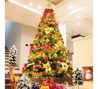 RLKHXBS Precioso Pino De Navidad Encriptado con Adornos para Decoración De Temporada Navideña-Rojo + Dorado Día De Conmemoración De 210 Cm