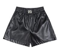 RLKHXBS PU Leather Shorts For Women Fall Winter Slim Loose Outer Boot Pants Velvet Shorts