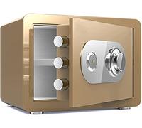 RLKHXBS Safe Fire-Proof Anti-Smashing Mechanical Small Household Steel Lockers Waterproof and Anti-Theft Storage Box For Home Office Cash Use, Gold