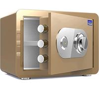 RLKHXBS Small Home Fireproof and Anti-Theft Safe Steel Storage Box Can Be Put in Cabinet Easy to Operate,Gold-38x30x30cm
