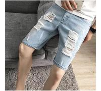RLKHXBS Summer Denim Shorts Male Jeans Hole Men Jean Shorts Skate Board Harem Mens Jogger Ankle Ripped Shorts