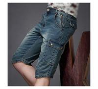 RLKHXBS Summer Thin Jeans Shorts Men Large Size Comfortable Travel Straight Multi Bag Casual Pants