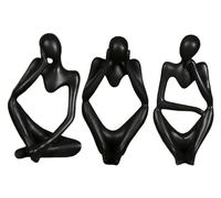 RLKHXBS Tabletop 3 Piecethinker Statue de Personajes - Resina Resumen Creativo de Resina Resumen para la Sala de Estar Decoración del Escritorio - Decoración Coleccionable Regalo de cumpleaños, Negro