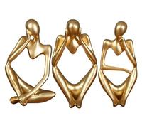 RLKHXBS Tabletop 3 Piecethinker Statue de Personajes - Resina Resumen Creativo de Resina Resumen para la Sala de Estar Decoración del Escritorio - Decoración Coleccionable Regalo de cumpleaños, Negro