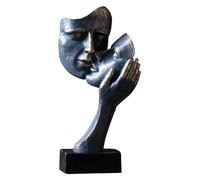 RLKHXBS Tabletop Abstract S, Nordic Silence es una Figura de Oro Decoración de la Estatua del Arte Retro de decoración de la Cara Humana, un