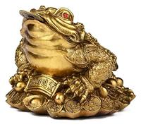 RLKHXBS Tabletop China Feng Shui Dinero Rana con Estatua de lingotes de Moneda de Oro Riqueza Riqueza de la Suerte Rana Rana para decoración de la Prosperidad Regalo de la Suerte, Adorno Hecho