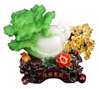 RLKHXBS Tabletop Gourd Jade Cabbage Wealth Statue Resin Crafts Ornaments, Lucky Cash Cow Toad Decoration, Office Living Room Decoration Housewarming Gifts,B,S