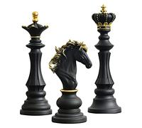 RLKHXBS Tabletop Statue Gold Chess Pieces Statue Ornaments Resin Craft Statues King Queen Battle Horse Retro Art Decoration For Wine Cabinet Living Room