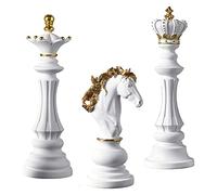 RLKHXBS Tabletop Statue Gold Chess Pieces Statue Ornaments Resin Craft Statues King Queen Battle Horse Retro Art Decoration for Wine Cabinet Living Room