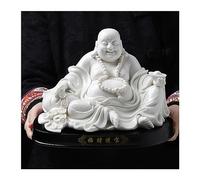 RLKHXBS White Big Belly Laughing Maitreya Ceramic Lucky Buddha Statue Porcelain Home Ornament Buddhist Statues
