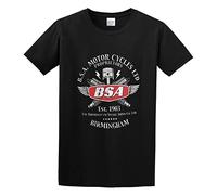 RlMI LINMY BSA Vintage Motorcycles Birmingham Motorbike Unisex 100% Cotton Short-Sleeve T-Shirts Black XXL