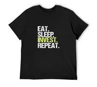 RlMI LINMY Eat Sleep Invest Repeat Investor Christmas O-Neck 100% Cotton Short Sleeve Unisex T-Shirt XXXL