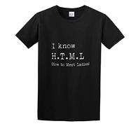 RlMI LINMY I Know HTML How To Meet Ladies Pickup Unisex 100% Cotton Short-Sleeve T-Shirts Black XL