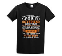 RlMI LINMY Im A Spoiled Boyfriend from Crazy Girlfriend Unisex 100% Cotton Short-Sleeve T-Shirts Black L