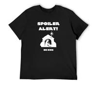 RlMI LINMY Joke Christmas T Shirt Spoiler Alert He Dies Nativity Black Iron On Transfers For T Shirts Black L