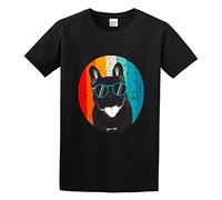 RlMI LINMY Vintage Dog Dog Lover Gift Sunglasses French Bulldog Unisex 100% Cotton Short-Sleeve T-Shirts Black S