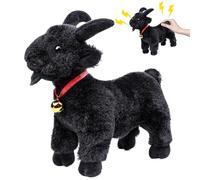 RLOMUTE 11.8" Cabra Negra de Pie con Cascabel Peluche Lindo Suave Sonidos Divertidos de Cabra Regalo de Broma para Amigos Compañeros (Negro de Pie)