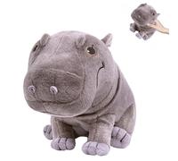 RLOMUTE 11.8" Hipopótamo Pedorreta Sentado Peluche Lindo Suave Sonidos Divertidos de Pedos Regalo de Broma para Amigos Compañeros Día del Niño (Gris Sentado)