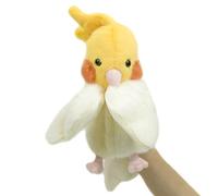 RLOMUTE Marionetas de Mano de Loro de Peluche Cacatúa NINFA Lindos y Divertidos Animales para Juegos de rol narración de Cuentos Regalos de cumpleaños para niños Juegos interactivos Amarillo