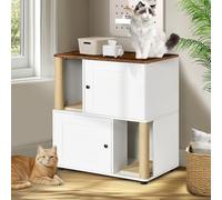 RLRO Caja de arena para gatos para 2 gatos, caja de arena doble para gatos con alfombrilla para arañazos, caja de arena oculta para gatos, caja de arena grande para gatos, se adapta a la mayoría de