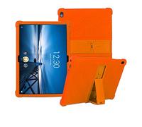 RLTech Funda Carcasa para Lenovo Tab P10/M10, Silicona TPU Flexible con Soporte Función Funda Protectora Case Cover para Lenovo Tab P10 (TB-X705F/TB-X705L) / M10 (TB-X605F) 10.1 Pulgada, Naranja