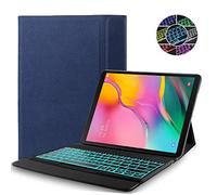 RLTech Teclado Funda para Samsung Galaxy Tab A 10.1 2019, (QWERTY English) 7 Colores One-Piece Teclado Wireless Keyboard Case Inalámbrico Bluetooth para Galaxy Tab A T510/T515 10.1 2019, Azul
