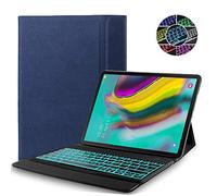 RLTech Teclado Funda para Samsung Galaxy Tab S5E, (QWERTY English) 7 Colores One-Piece Teclado Wireless Keyboard Case Inalámbrico Bluetooth para Galaxy Tab S5E T720/T725 10.5 2019, Azul