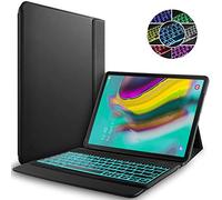 RLTech Teclado Funda para Samsung Galaxy Tab S5E, (QWERTY English) 7 Colores One-Piece Teclado Wireless Keyboard Case Inalámbrico Bluetooth para Galaxy Tab S5E T720/T725 10.5 2019, Negro