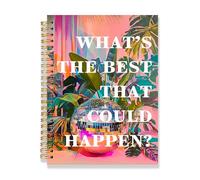 RLTXBUK Spiral Notebook 5.5x8.3 Inch, Aesthetic Tropical Disco Ball Journal with Inspirational Quote, Cute College Ruled Notebook for Women Girls, Back to School Writing Notebook