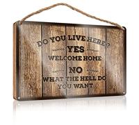 RLVH Letrero de madera colgante con texto en inglés "Do You Live Here" (23 x 35 cm)