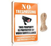 RLVH Letrero de madera divertido para puerta de oficina con texto en inglés "No Trespassing - This Property Is Protected By Video Surveillance" (23 x 35 cm)