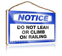 RLVH Letrero de madera divertido para puerta de oficina con texto en inglés "Notice Do Not Lean Or Climb On Railing" (15 x 28 cm)