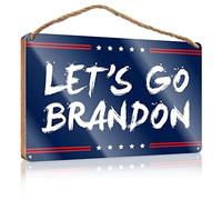 RLVH Letrero de madera para baño con texto en inglés "Let's Go Brandon", cartel de madera vintage para habitación de niños (20 x 30 cm)
