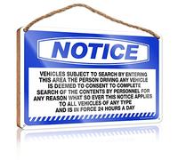 RLVH Letrero de madera para colgar con texto en inglés "Vehículos sujetos a búsqueda entrando en este", decoración rústica de cocina y accesorios, pared divertida (20 x 30 cm)