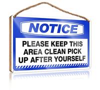 RLVH Letrero de madera para colgar en la puerta, con texto en inglés "Please Keep This Area Clean Pick Up After Yourself", 15 x 28 cm