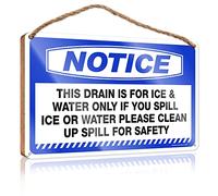 RLVH Letrero de madera para decoración de baño con texto en inglés "Notice This Drain Is For Ice & Water Only If You" (15 x 28 cm)