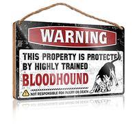 RLVH Letrero de madera para puerta de oficina con advertencia de "This Property Is Protected By A Highly Trained Bloodhound", decoración de patio, decoración de patio, regalos para el hogar (15 x 28