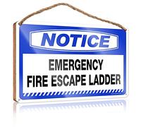 RLVH Letrero decorativo para puerta delantera, aviso de emergencia, escalera de fuego, letrero de madera, divertido letrero de cueva para hombre, decoración divertida para el baño (15 x 28 cm)