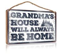 RLVH Letreros colgantes de madera para decoración del hogar, con texto en inglés "Grandmas 'S House Will Always Be Home" (15 x 28 cm)