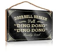 RLVH Letreros colgantes para decoración del hogar, timbre roto, grito ding dong muy fuerte, letrero de madera para decoración del hogar, letrero de madera (23 x 35 cm)