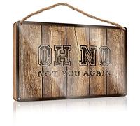 RLVH Placa de madera para colgar con texto en inglés "Oh No Not You Again", letrero de madera para decoración del hogar, decoración de piscina (20 x 30 cm)