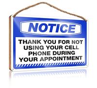 RLVH Placa de madera para colgar en la puerta, con texto en inglés "Thank You For Not Using Your Cell Phone during Cita", 15 x 28 cm
