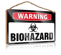 RLVH Placa para colgar en la pared, letrero de madera de advertencia de peligro biológico, regalos para el trabajo, amigos, bar, para hombre cueva (23 x 35 cm)
