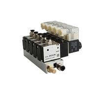 RLZQSGOT Bloque de electroválvula neumática 3V210-08, 220 V, 24 V, opción múltiple, con silenciador, Base de Montaje, colector, 2/3/4/5/6 Filas, 3 Puertos(5 Row 6mm Fitting,AC220V)