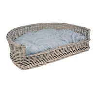 RM E-Commerce - Cama para perros con cesta de mimbre, tamaños S-XL, con cojín gris, para perros grandes y pequeños