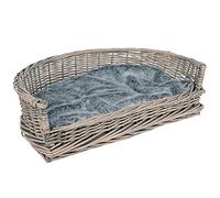 RM E-Commerce - Cama para perros con cesta de mimbre, tamaños S-XL, con cojín gris, para perros grandes y pequeños