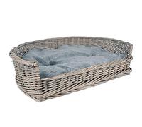 RM E-Commerce - Cama para perros con cesta de mimbre, tamaños S-XL, con cojín gris, para perros grandes y pequeños